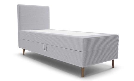 Łóżko kontynentalne Totti 80x200 szary popiel stylowe łóżko z pojemnikiem na pościel trójwymiarowa tkanina o wyrazistych prążkach