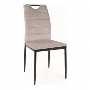 Krzesło tapicerowane Rip 38x43 cm jasny szary klasyczne oraz ponadczasowe krzesło do jadalni z metalowymi nogami