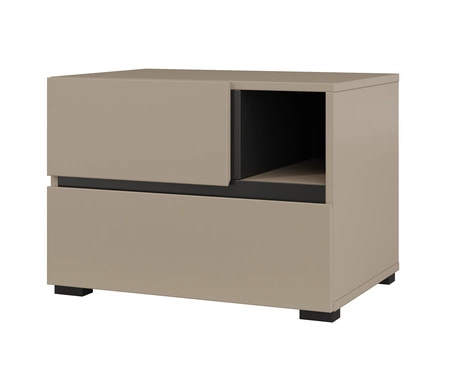 Zestaw mebli do sypialni Cross ciemny beżowy eleganckie i uniwersalne meble do sypialni geometryczny kształt pojemne szuflady