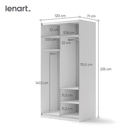 Szafa przesuwna z lustrem Maxi 120 cm biała estetycznie i solidnie wykonana szafa gwarantuje długotrwałą satysfakcję z użytkowania