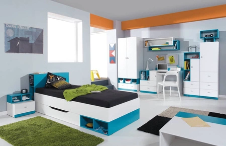 Szafa Mobi 80 cm biała / turkus idealna szafa do pokoju młodzieżowego bardzo użytkowa oraz posiada nowoczesny wygląd