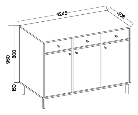 Komoda z szufladami Kioto II 125 cm beżowa minimalistyczna forma idealna komoda do sypialni lub salonu złote uchwyty