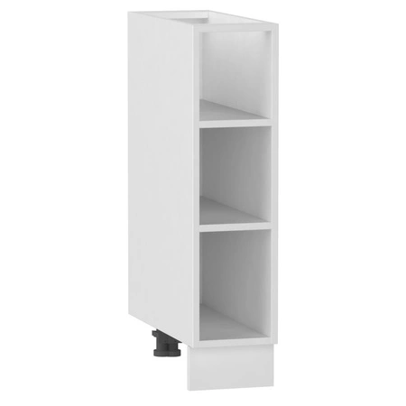 Wyspa kuchenna z szufladami Adele 147 cm dąb złoty / biały komfortowa stylowa wyspa kuchenna z półkami i mosiężnymi uchwytami