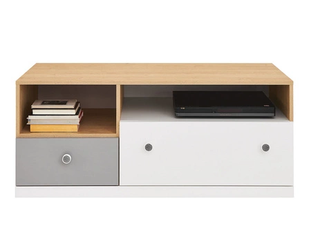 Zestaw mebli Pixel dąb biszkoptowy / biały / szary idealna propozycja do pokoju młodzieżowego lub dziecięcego w modnym stylu