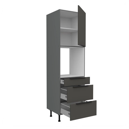 Słupek kuchenny Aversa Ant 60 DPS-215 3S 1F szafka z szufladami do zabudowy piekarnika fronty wykonane w technologii anti fingerprint