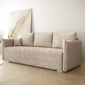 Kanapa rozkładana Bianco jasny beż funkcjonalna sofa do salonu o nowoczesnym minimalistycznym designie wykonana z tkaniny typu boucle