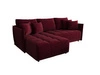 Narożnik z funkcją spania Oroso bordowy lewostronny miękka tkanina typu velvet z powłoką hydrofobową pojemnik na pościel