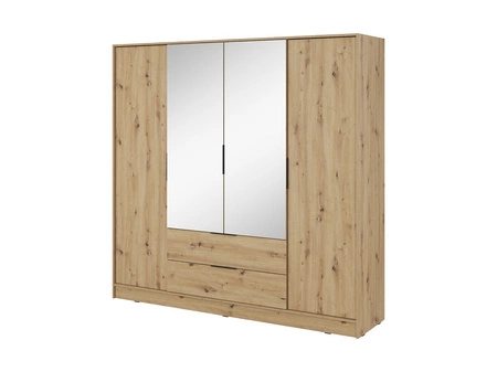 Szafa z lustrem Corse 200 cm dąb artisan nowoczesny design idealna szafa do sypialni lub przedpokoju pojemne szuflady