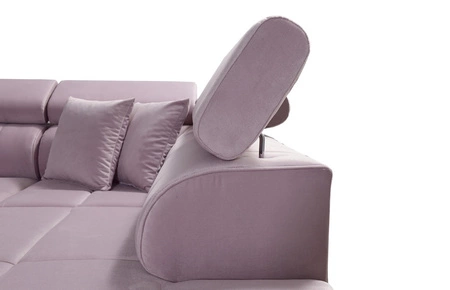 Narożnik z funkcją spania Nausa X granatowy prawostronny narożnik z dwoma pojemnikami na pościel wykonanie z tkaniny typu velvet