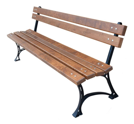 Ławka ogrodowa 150 cm FIEM-01-LKBP-150 królewska żeliwna z oparciem drewno olchowe lakierowana