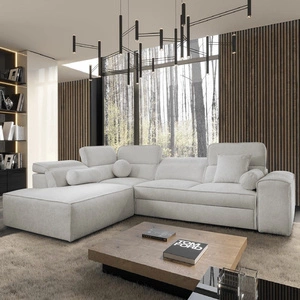 Narożnik z funkcją spania Viano VII szary popiel lewostronny modny i stylowy narożnik z regulowanymi zagłówkami ozdobne poduszki