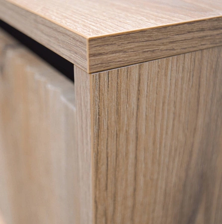 Komoda Osaka 100 cm dąb evoke / czarny minimalistyczny design doskonała propozycja komody do salonu i sypialni gustowny ryflowany front