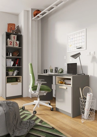 Biurko Pok 120 cm grafit / szary / biały / buk ibsen wygodne biurko z ergonomicznym blatem zapewnia komfort podczas nauki lub pracy