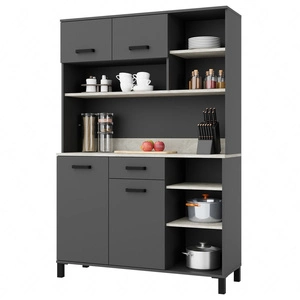 Kredens kuchenny Aigro 119 cm antracyt / beton smart bufet do kuchni doskonały do aranżacji małego aneksu kuchennego w mieszkaniu