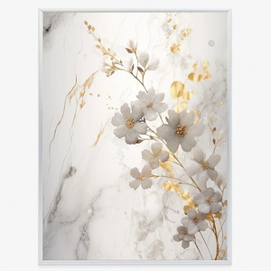 Plakat kwiaty na marmurowym tle 70x100 plakat w ramie precyzyjny wydruk ze stylową grafiką doskonała dekoracja salonu lub sypialni