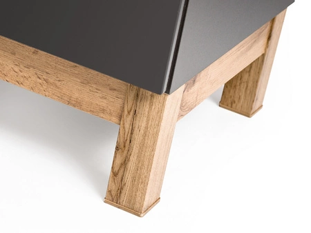 Szafka pod umywalkę Bali 80 cm szary połysk / dąb wotan nowoczesna szafka do łazienki osadzona na stabilnych nogach oryginalny design