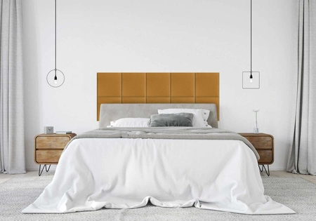 Panel tapicerowany Quadra 30x30 cm żółty stylowy panel ścienny kwadrat welurowa tkanina modne wykończenie każdej aranżacji