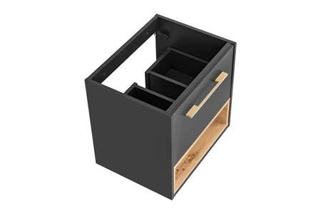 Zestaw mebli łazienkowych Borneo szary / dąb artisan nowoczesny design szafki wiszące do łazienki o świetnie dobranej kolorystyce