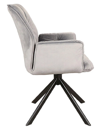 Krzesło tapicerowane Boogie II 45x44 cm szare stylowe krzesło obrotowe z metalowymi nogami krzesło glamour