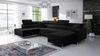 Narożnik z funkcją spania Nausa VI czarny prawostronny stylowy narożnik do salonu o komfortowym wykończeniu miękka tkanina typu velvet