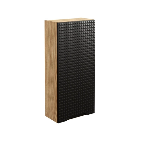Szafka łazienkowa wisząca Luxor 35 cm dąb olejowany / czarny designerska szafka do łazienki z oryginalnym trójwymiarowym ryflowaniem