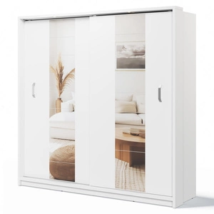 Szafa przesuwna z lustrem Arti 220 cm biała ergonomiczna szafa do sypialni lub przedpokoju energooszczędne oświetlenie ledowe