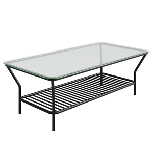 Stolik ogrodowy Teneryfa 62x122 cm czarny designerski stolik do ogrodu lub na taras metalowa konstrukcja blat ze szkła hartowanego