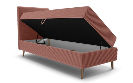 Łóżko kontynentalne Totti 80x200 indyjski róż stylowe łóżko z pojemnikiem na pościel trójwymiarowa tkanina o wyrazistych prążkach