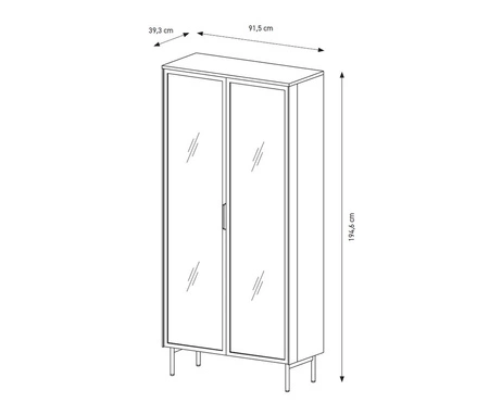 Witryna Lumi 92 cm beżowa designerska witryna z ryflowanym szkłem wewnętrzne szuflady z systemem push to open oświetlenie LED