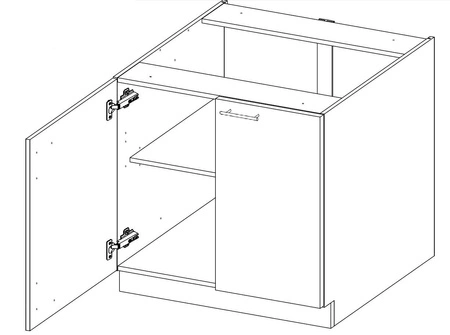 Szafka kuchenna stojąca z półką Nalo 80 D 2F BB szafka odporna na parę wodną rozlaną ciecz i wysoką temperaturę