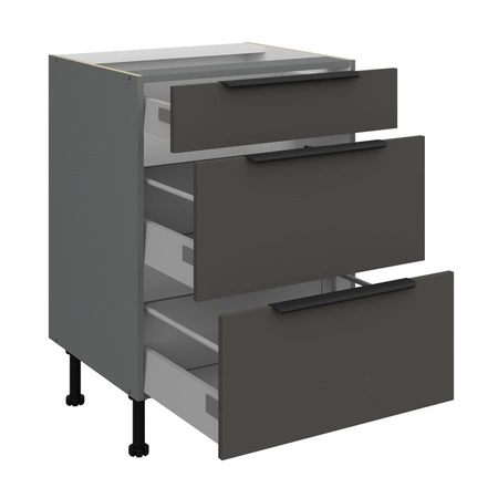 Szafka kuchenna stojąca z szufladami Aversa Ant 60 D 3S BB odporna na uszkodzenia wykończenie frontów w technologii anti fingerprint
