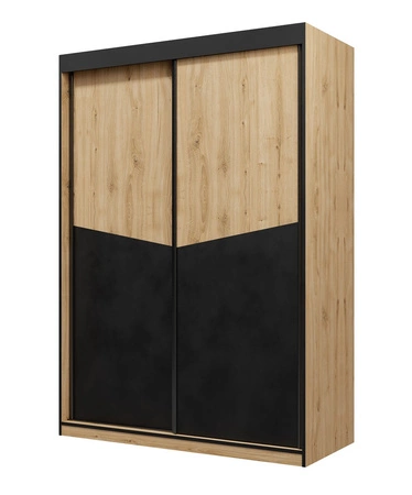 Szafa przesuwna Atson 150 cm dąb odwieczny / czarny oryginalny design modna forma szafa doskonale odnajdzie się w małej sypialni
