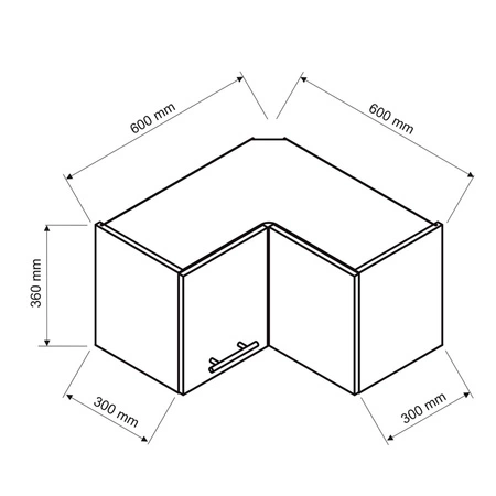 Szafka kuchenna narożna wisząca Zova 60x60 WRN/36 biała frezowane uchwyty szafka odporna na wilgoć parę wodną i uszkodzenia