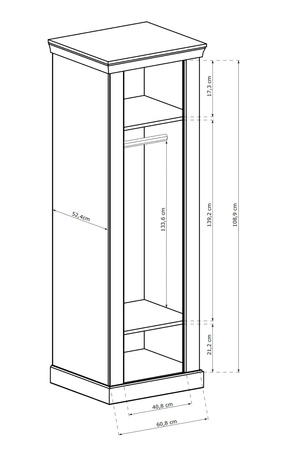 Szafa Antica 67 cm dąb craft złoty prosta forma w klasycznym wydaniu idealna szafa do sypialni lub garderoby