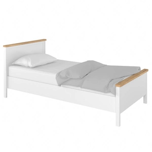 Łóżko Story 90x200 cm biały / dąb nash wygodne i komfortowe łóżko z materacem do pokoju dziecięcego lub młodzieżowego wysoki zagłówek