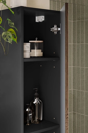 Szafka łazienkowa wisząca Talia 30 cm czarny / dąb casella klasyczny design drzwi z subtelną frezowaną ramką system push to open