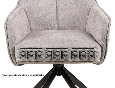 Krzesło tapicerowane Notti Brego oliwkowe nowoczesne krzesło obrotowe z metalowymi nogami stylowe krzesło kubełkowe