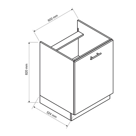 Szafka kuchenna stojąca pod płytę grzewczą Zova D60 PC biała szafka odporna na działanie wilgoci i uszkodzenia frezowany uchwyt