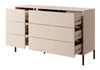 Komoda z szufladami Beloit 137 cm beżowa nowoczesna forma oryginalne pionowe podświetlenie LED komoda wsparta na metalowych nogach
