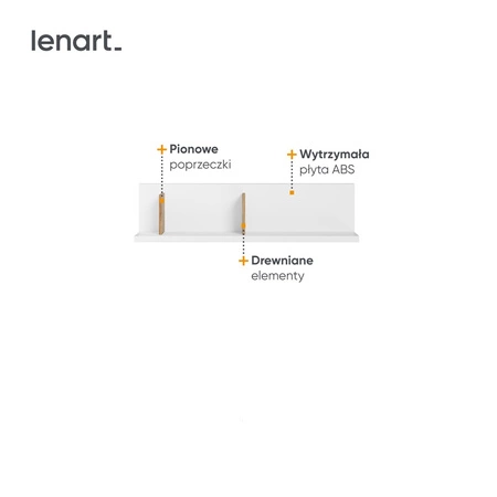 Półka Simi 120 cm biały / hikora naturalna nowoczesna i praktyczna półka ścienna do salonu pokoju młodzieżowego lub biura