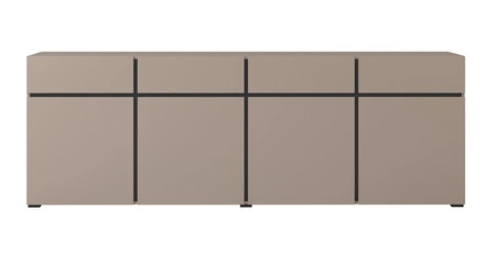 Komoda z szufladami Cross 225 cm ciemny beżowy prosta forma w nowoczesnym wydaniu idealna komoda do salonu geometryczny kształt