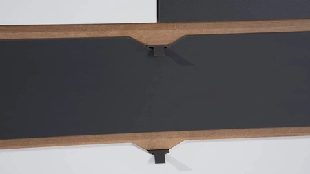 Meblościanka Memone dąb złoty / biały / grafitowy nowoczesny design stylowy zestaw mebli do pokoju dziecka w stylu skandynawskim