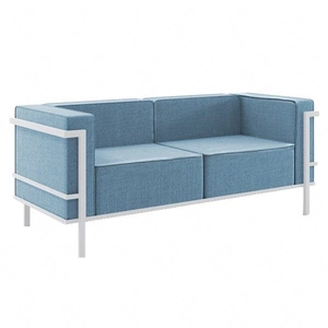 Sofa ogrodowa Ibiza biały / morski nowoczesny design sofa z poduchami do przydomowej strefy wypoczynkowej wytrzymały stelaż