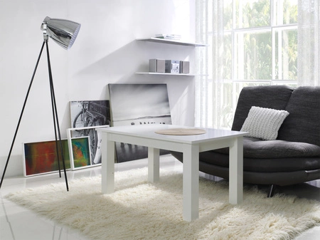 Stolik kawowy Akron T20 102 cm biały nowoczesny design mebla obrzeża stolika kawowego wykończone zostały specjalną okleiną