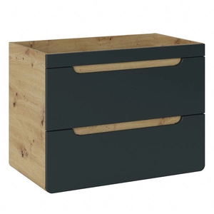 Szafka pod umywalkę Aruba 80 cm dąb craft złoty / czarny modna szafka z szufladami o ciekawym owalnym kształcie solidne wykonanie