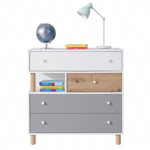 Komoda z szufladami Beja 90 cm biała / dąb artisan / szara idealna do pokoju młodzieżowego bardzo użytkowa oraz posiada nowoczesny wygląd