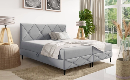 Łóżko kontynentalne Noren 180x200 szary popiel nowoczesna forma łóżka do sypialni pojemniki na pościel klasyczne pikowanie na wezgłowiu