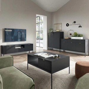 Zestaw mebli Lovro czarny nowoczesny design meblościanka do salonu lub pokoju dziennego