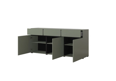 Komoda z szufladami Cross 180 cm zielona stylowy design komody do salonu prosta forma w nowoczesnym wydaniu