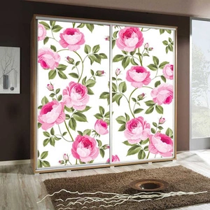 Szafa przesuwna Artistino 205 cm z grafiką róże korpus szafy w kolorze dąb catania wykonany z płyty o grubości 22mm